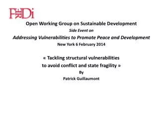 Open Working Group on Sustainable Development Side Event on
