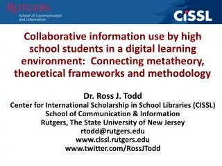 CiSSL funded research project 2012-2014
