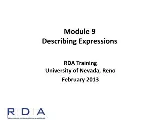 Module 9 Describing Expressions