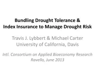 bundling drought tolerance index insurance to manage drought risk