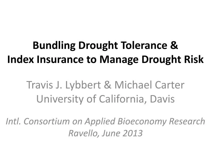 bundling drought tolerance index insurance to manage drought risk