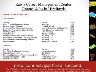 Rawls Career Management Center Finance Jobs in HireRawls