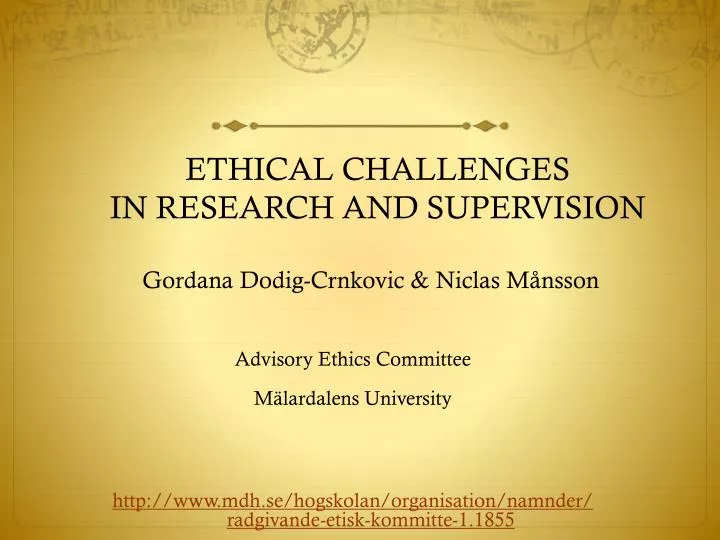 ethical challenges in research and supervision