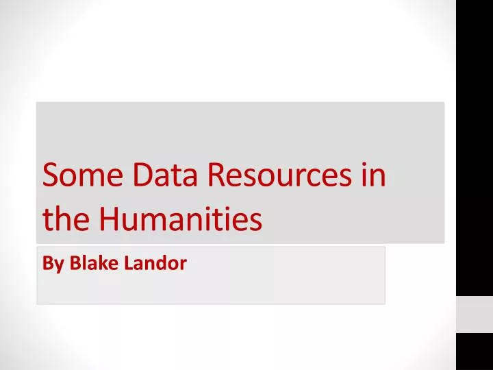 some data resources in the humanities