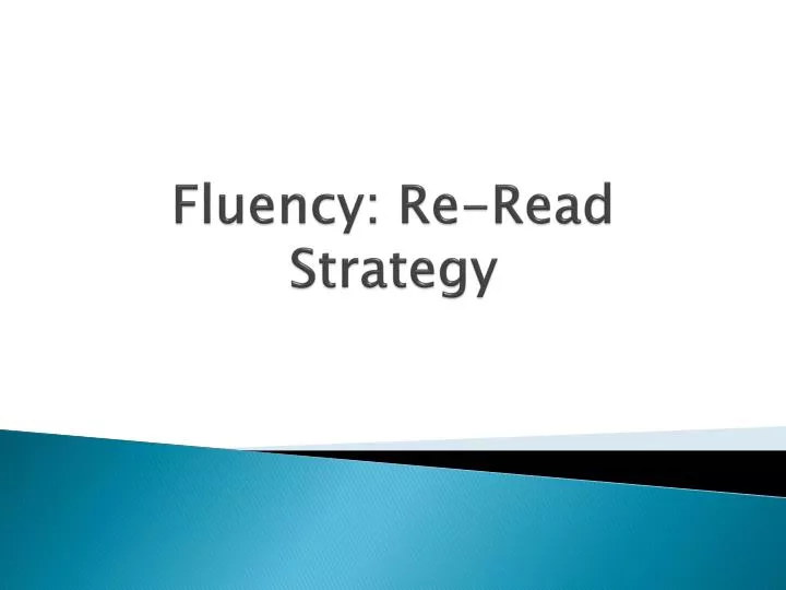 fluency re read strategy