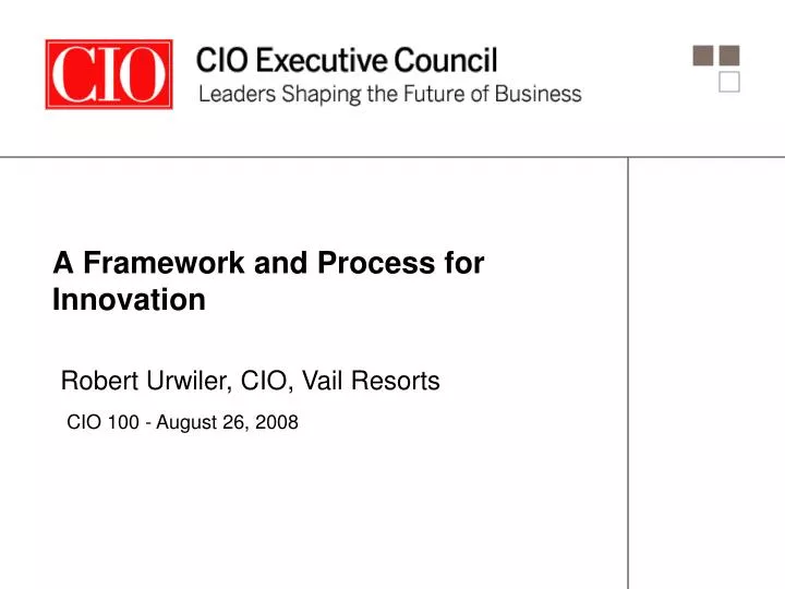 a framework and process for innovation