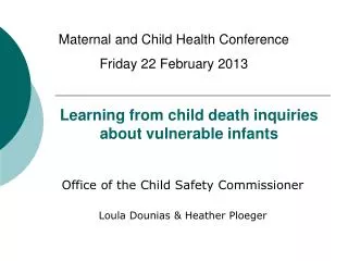 Learning from child death inquiries about vulnerable infants