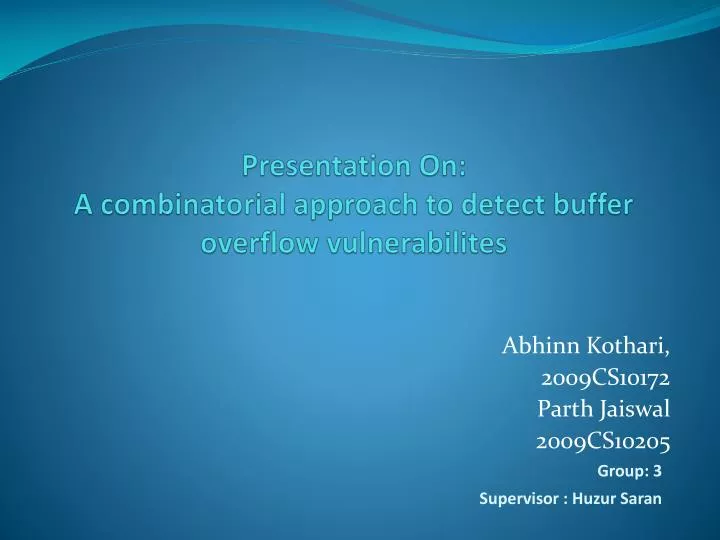presentation on a combinatorial approach to detect buffer overflow vulnerabilites