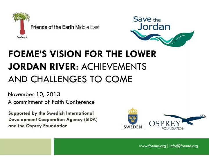 foeme s vision for the lower jordan river achievements and challenges to come