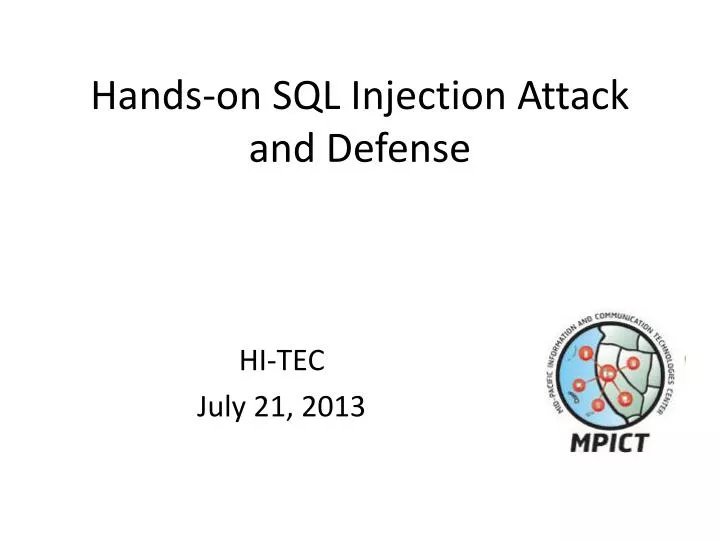 hands on sql injection attack and defense