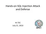 Hands-on SQL Injection Attack and Defense - slide 1