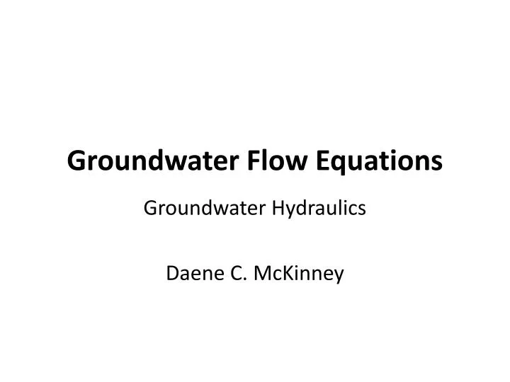 groundwater flow equations
