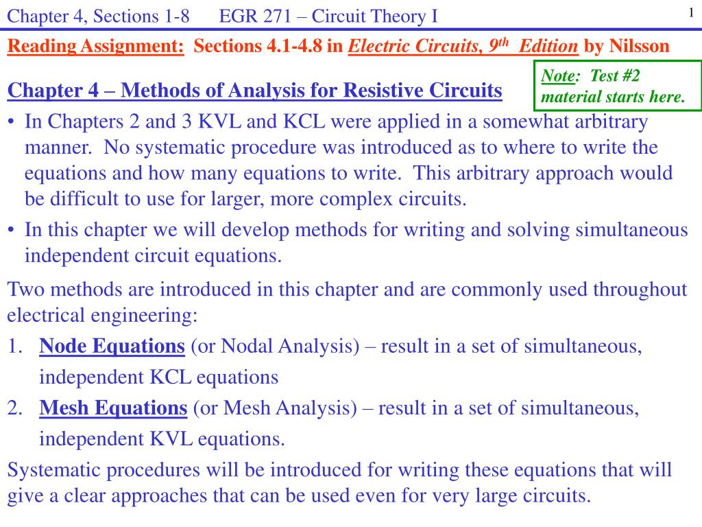 PPT - Chapter 4 – Methods of Analysis for Resistive Circuits PowerPoint ...