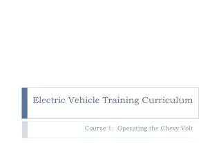 electric vehicle training curriculum