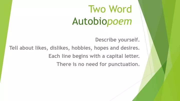 two word autobio poem