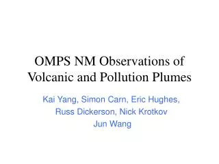 OMPS NM Observations of Volcanic and Pollution Plumes