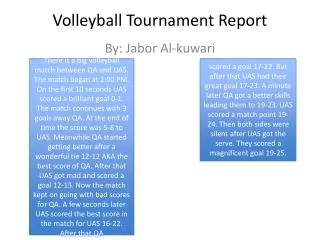 Volleyball Tournament Report