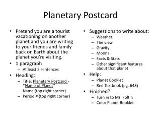 Planetary Postcard