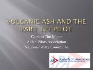 Volcanic asH AND THE PART 121 PILOT