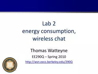 Lab 2 energy consumption, wireless chat