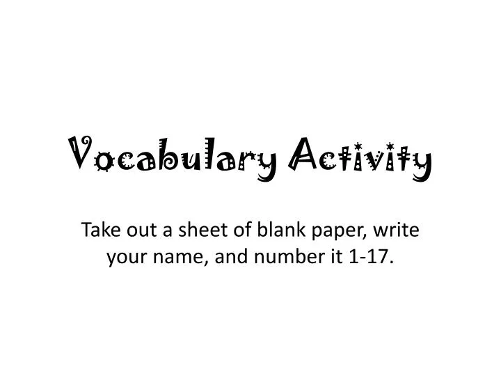 vocabulary activity