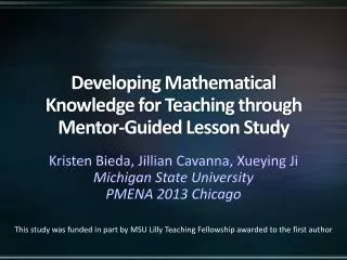 Developing Mathematical Knowledge for Teaching through Mentor-Guided Lesson Study