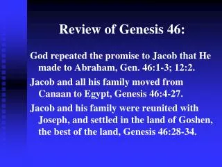 Review of Genesis 46: