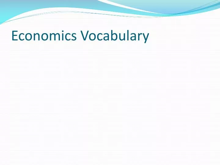 economics vocabulary