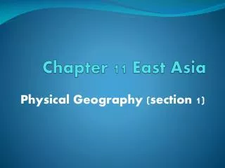 Chapter 11 East Asia