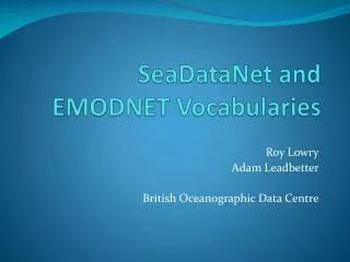 SeaDataNet and EMODNET Vocabularies