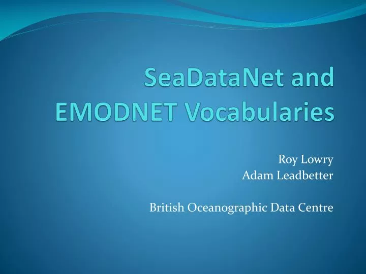 seadatanet and emodnet vocabularies