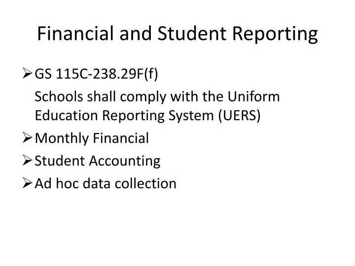 financial and student reporting