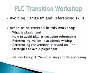 PLC Transition Workshop