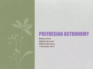 Polynesian Astronomy