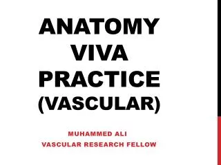 Anatomy viva practice (vascular)