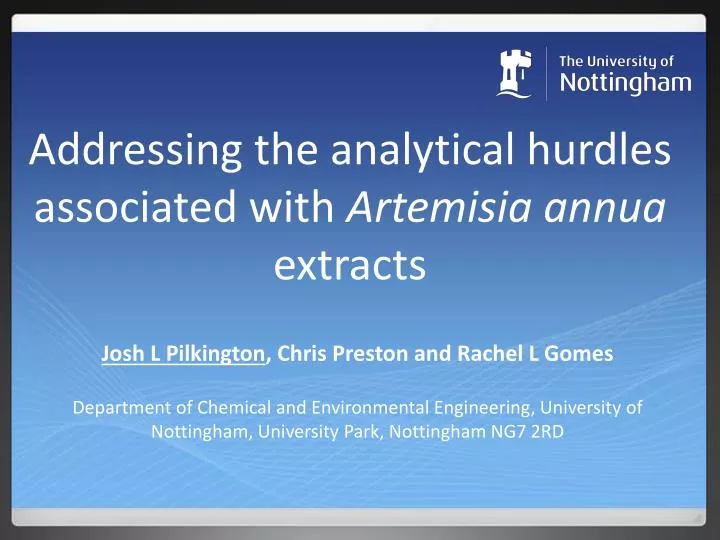 addressing the analytical hurdles associated with artemisia annua extracts