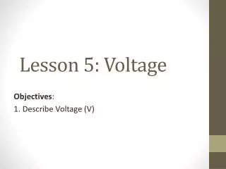 Lesson 5: Voltage