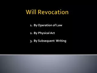 Will Revocation