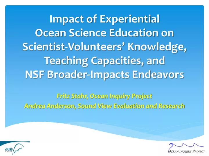 fritz stahr ocean inquiry project andrea anderson sound view evaluation and research