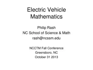 Electric Vehicle Mathematics