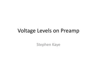 Voltage Levels on Preamp