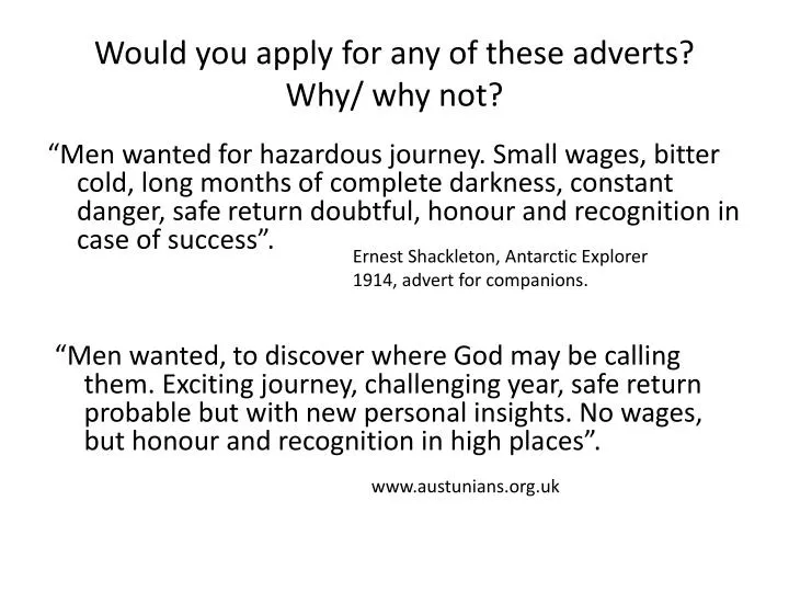 would you apply for any of these adverts why why not