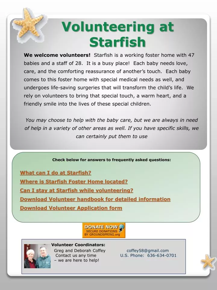 volunteering at starfish