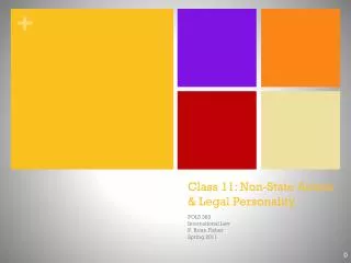 Class 11: Non-State Actors &amp; Legal Personality