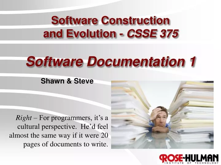 software construction and evolution csse 375 software documentation 1