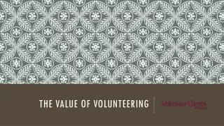 The Value of volunteering