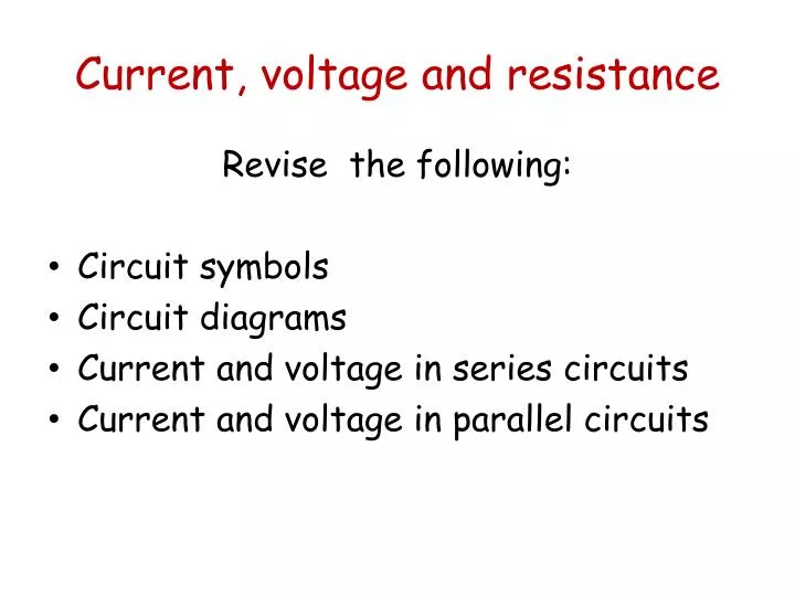 current voltage and resistance