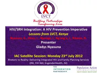HIV/SRH Integration: A HIV Prevention Imperative Lessons from LVCT, Kenya