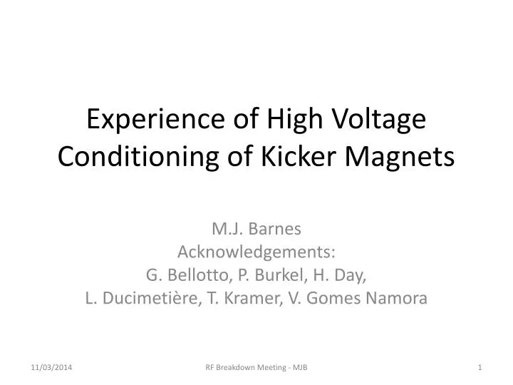 experience of high voltage conditioning of kicker magnets