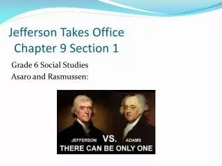 Jefferson Takes Office Chapter 9 Section 1